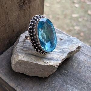 Handcrafted Swiss Blue Topaz Oversized Oval Ring (9)